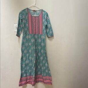 Wish Teal and Pink Floral Midi Dress